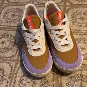 Sorel Brown, Lavender & Cream Colorblock Lace-Up Sneakers